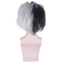 "101 Dalmatians: Black and White Witch Cruella Wig, cosplay of Cruella de Vail in the European and American film. thumbnail 5