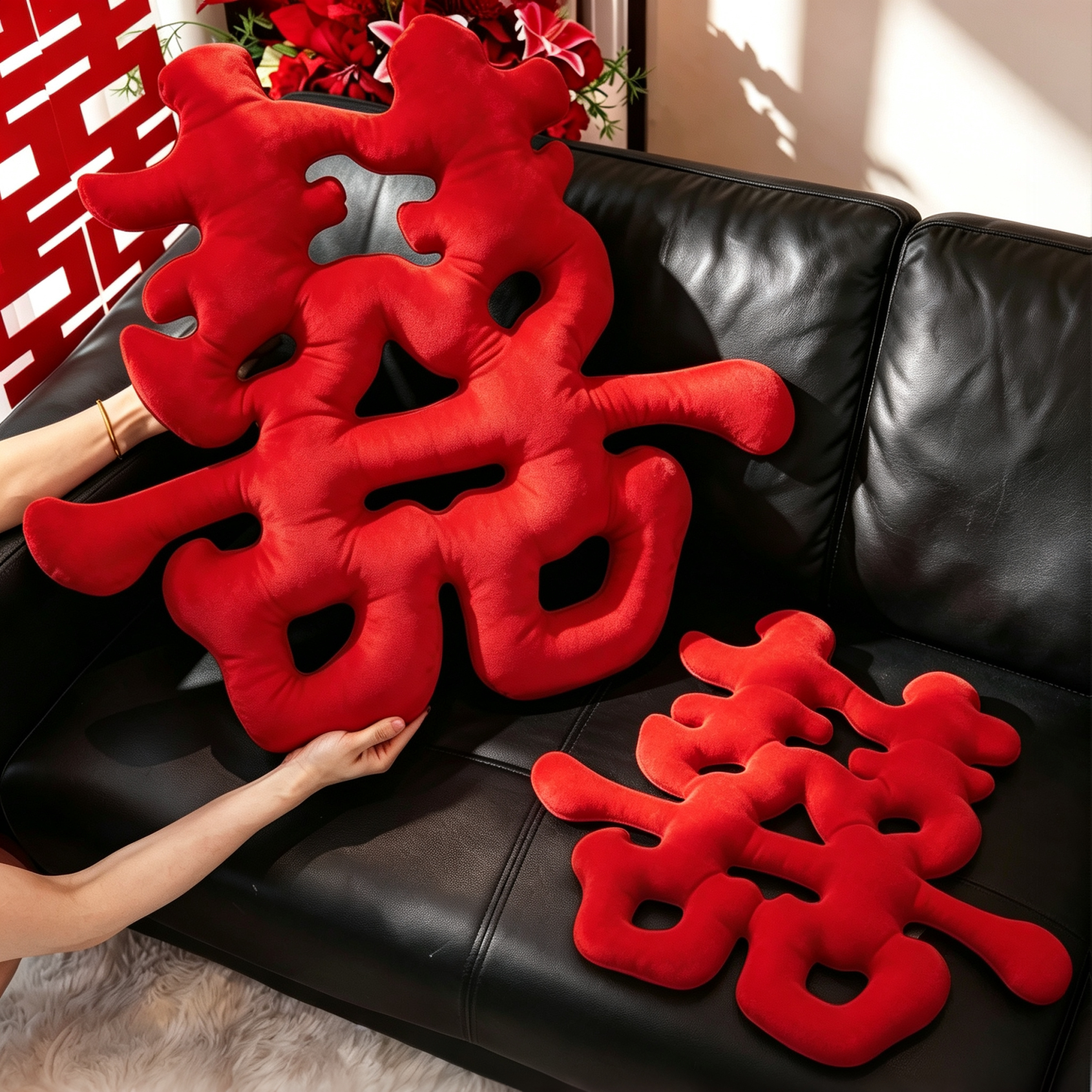 结婚喜字抱枕装饰创意礼物图片
