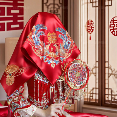 红盖头新娘结婚用的2025新款高级头纱秀禾头饰婚礼婚庆用品大全