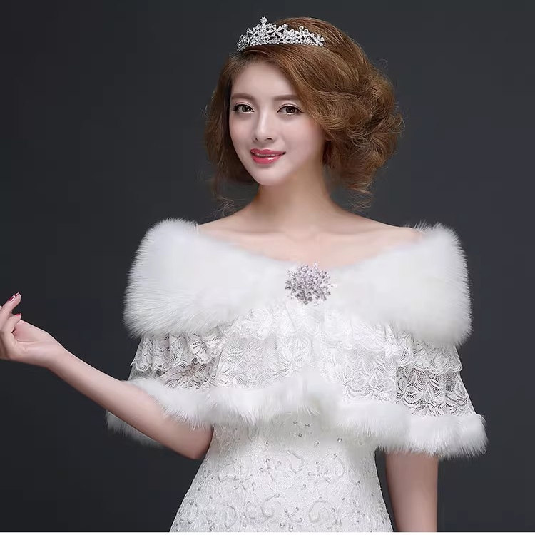 送雪花钻纯色雷丝斗篷披肩