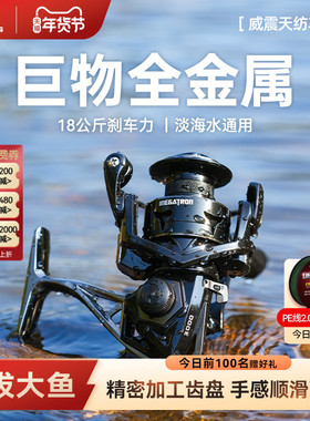 卡斯丁威震天全金属纺车轮黑坑雷强远投海钓搏巨物淡水海水防腐蚀