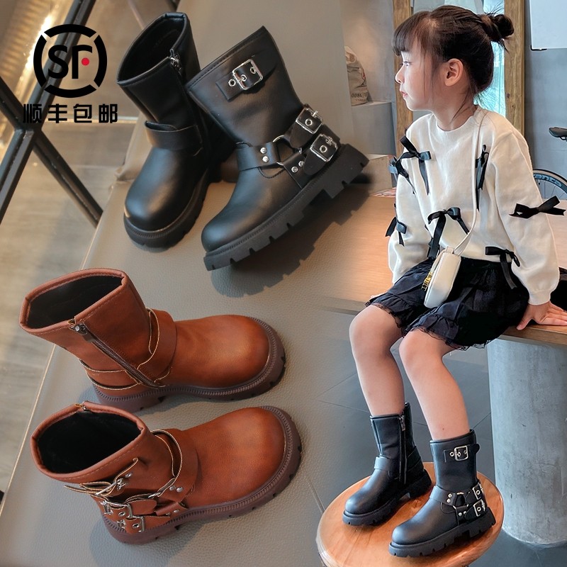 女童马丁靴春秋季新款儿童靴子时尚英伦风皮靴洋气小女孩休闲短靴