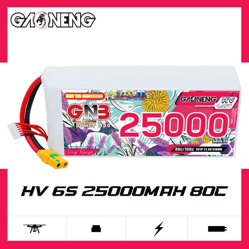 GNB高能25000mAh 6S 22.8V 80C HV遥控无人机聚合物锂电池FPV航模