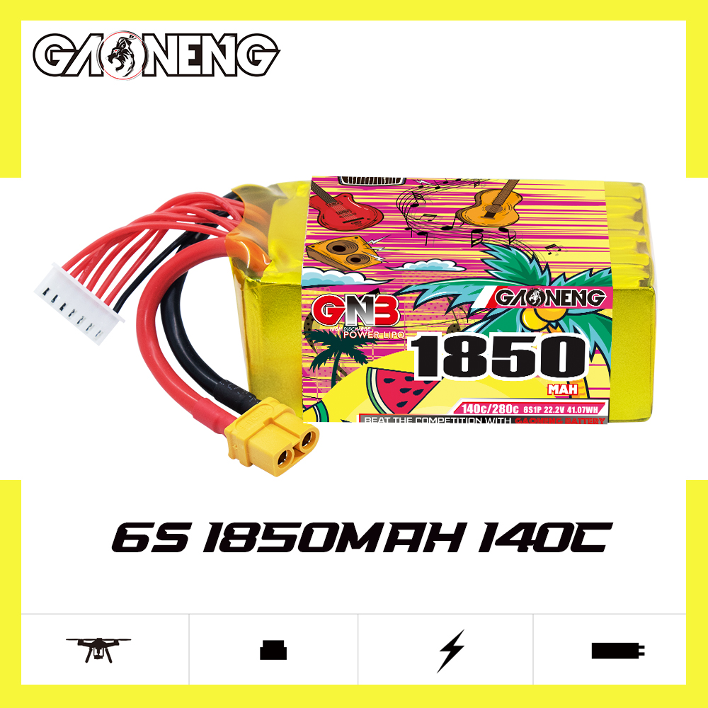 GNB高能1850mAh 6S 22.2V 140C 5寸遥控穿越机航模锂电池FPV模型