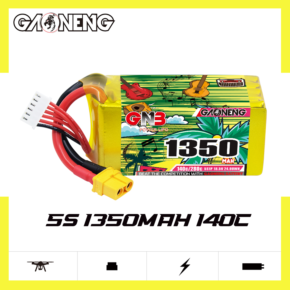 GNB高能1350mAh 5S 18.5V 140C遥控穿越机FPV航模竞赛花飞锂电池
