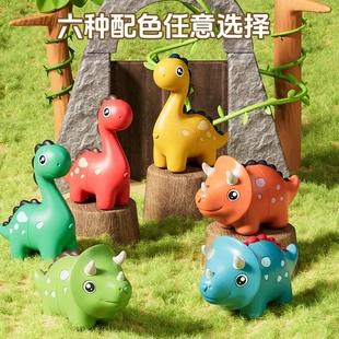 儿童玩具卡通恐龙滑行伸缩小恐龙玩具萌趣恐龙三角龙变形玩具ABS