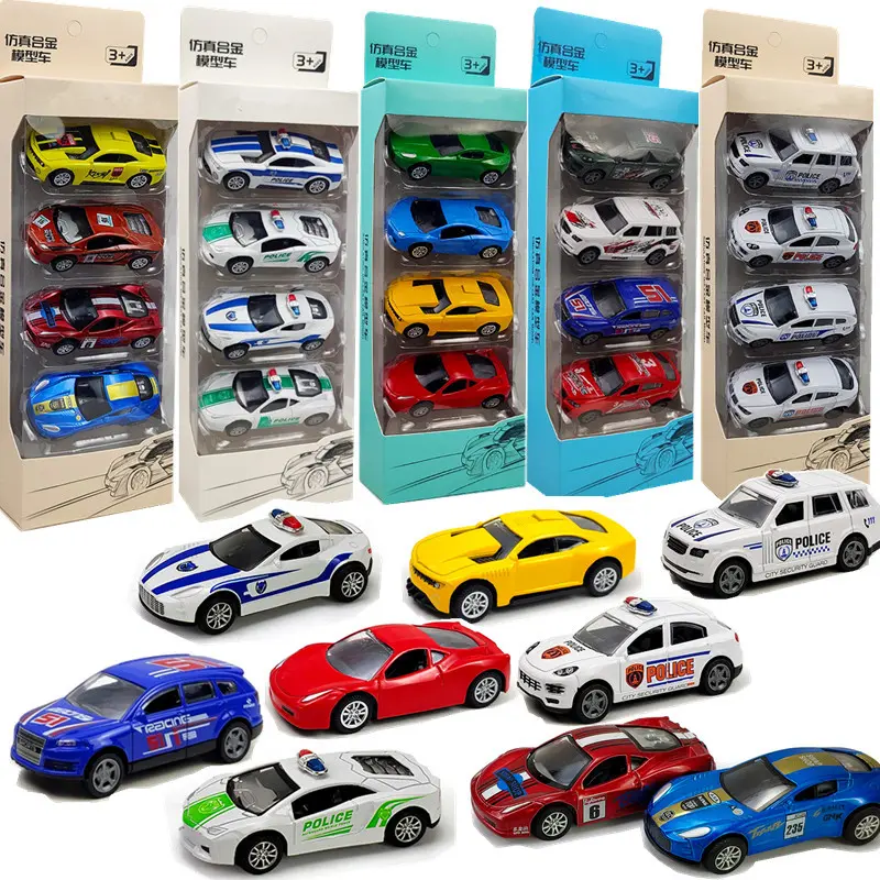 仿真合金车模型套装回力车口袋玩具儿童汽车警车赛车组合套装1:50