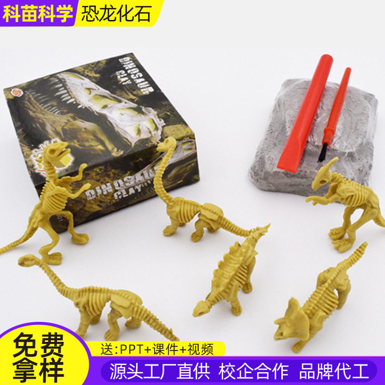 儿童科学实验礼物 科技小制作科普玩具 diy恐龙化石考古挖掘材料