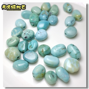 天然原矿高瓷无优化绿松石原石小随形碎石籽料椭圆形diy散珠配饰