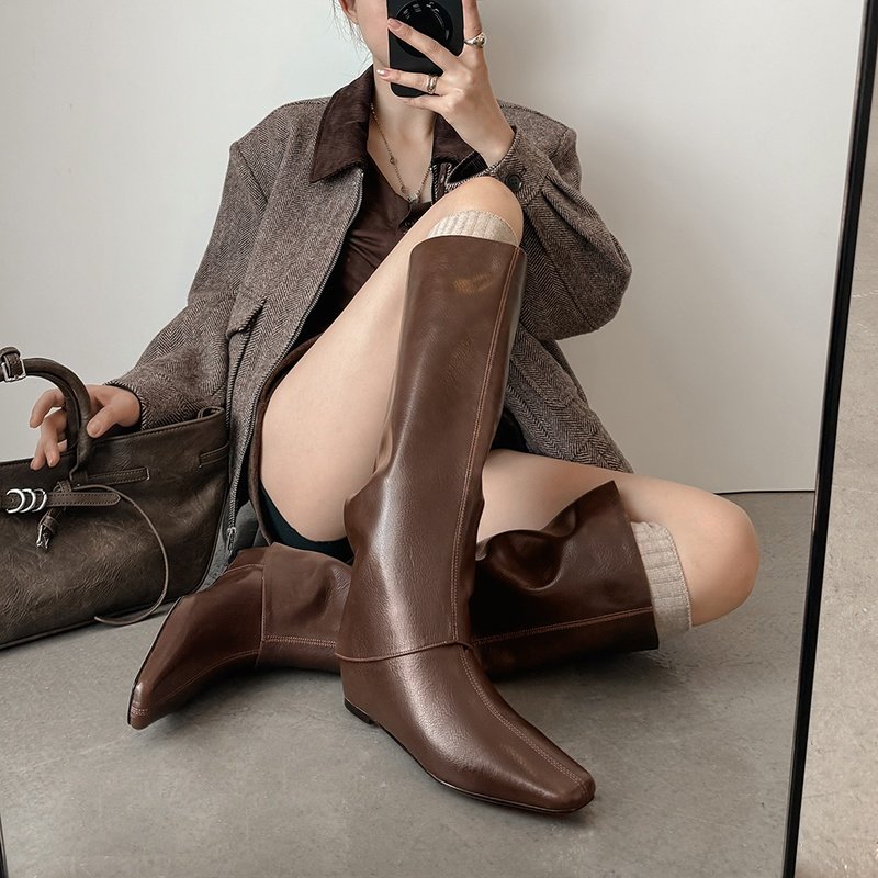 辣妹潮酷两穿可拆裤管靴女坡跟方头时尚长靴2025年设计感短靴,女鞋,时装靴,淘宝优惠券,粉丝福利购,淘宝优惠卷