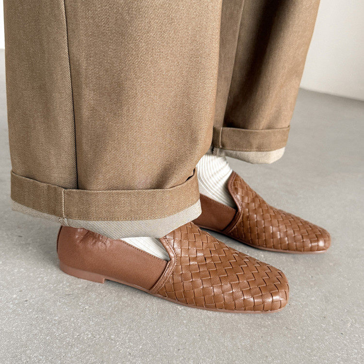 小皮鞋女春秋英伦风巨好看法式方头乐福鞋2026新款单鞋编织鞋,女鞋,深口单鞋,淘宝优惠券,粉丝福利购,淘宝优惠卷