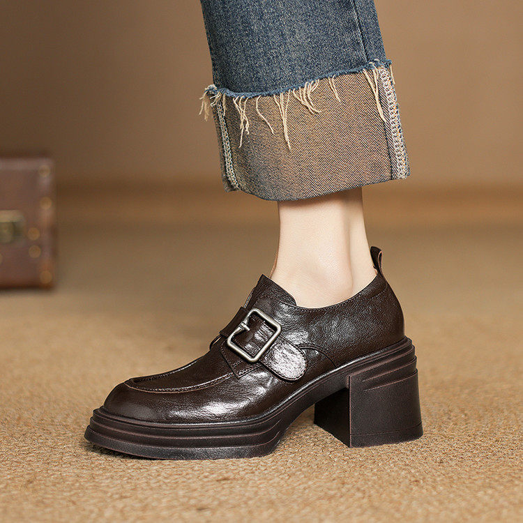 小皮鞋女春季英伦风巨好看法式舒适2026新款单鞋厚底高跟粗跟,女鞋,深口单鞋,淘宝优惠券,粉丝福利购,淘宝优惠卷