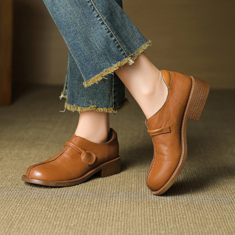 法式英伦风小皮鞋2026春秋新款真皮软皮软底单鞋一脚蹬乐福鞋,女鞋,深口单鞋,淘宝优惠券,粉丝福利购,淘宝优惠卷