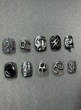 麦斯穿戴甲手工定制穿戴式成品光疗美甲贴甲男生美甲短甲个性酷