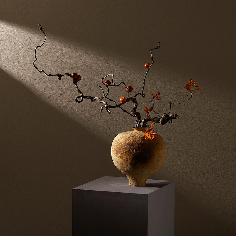 形上侘寂风花艺冯哲元复古粗陶瓷小足花瓶日式花器装饰摆件陶罐,家居饰品,花瓶,淘宝优惠券,粉丝福利购,淘宝优惠卷