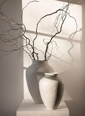 形上法式陶瓷花瓶日式家居客厅插花水培复古白色ins 花器摆件