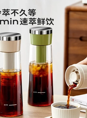 优醇冷萃壶高硼硅法压咖啡冷水壶冷泡茶茶壶户外携带冷水壶冷萃壶