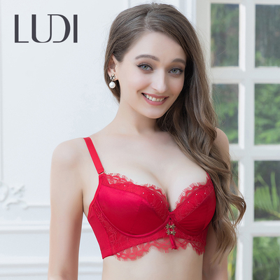 露迪尚品蕾丝色丁拼接软钢圈