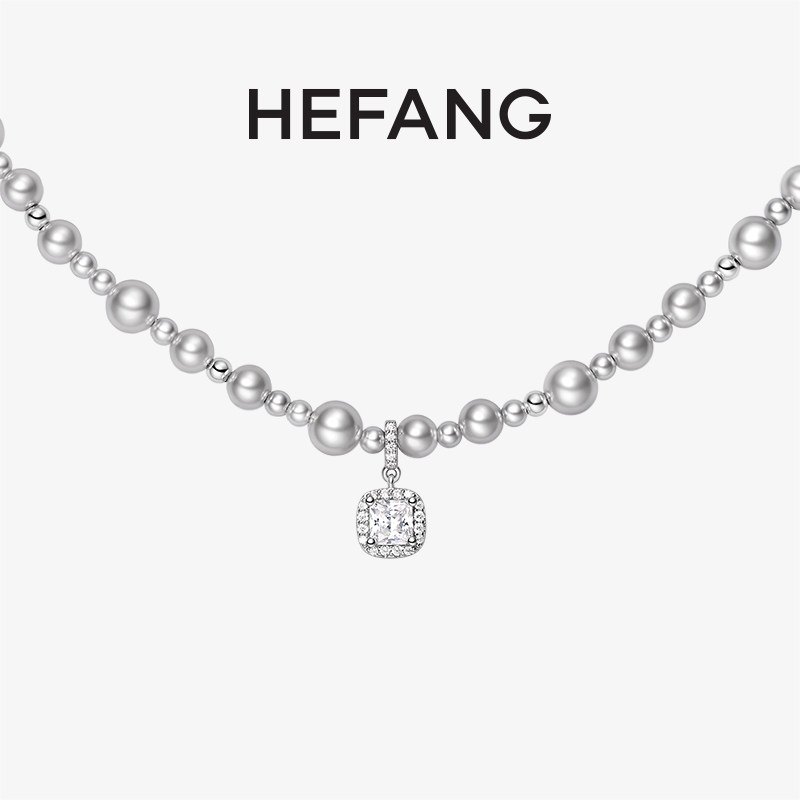 [618狂欢节]HEFANG何方珠宝气泡方糖项链轻奢高级锁骨链精致高级