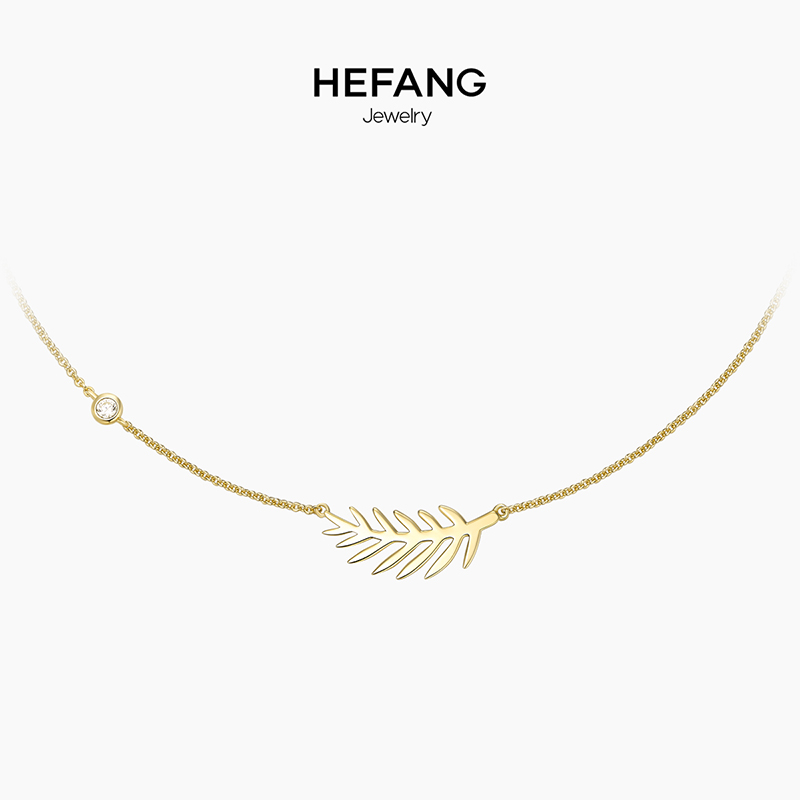 HEFANG Jewelry/ºÎ·½Ö鱦רéµÒ¶Ëø¹ÇÁ´ ´¿ÒøÅ®¼òÔ¼¶Ì¿îÏîÁ´¾±Á´