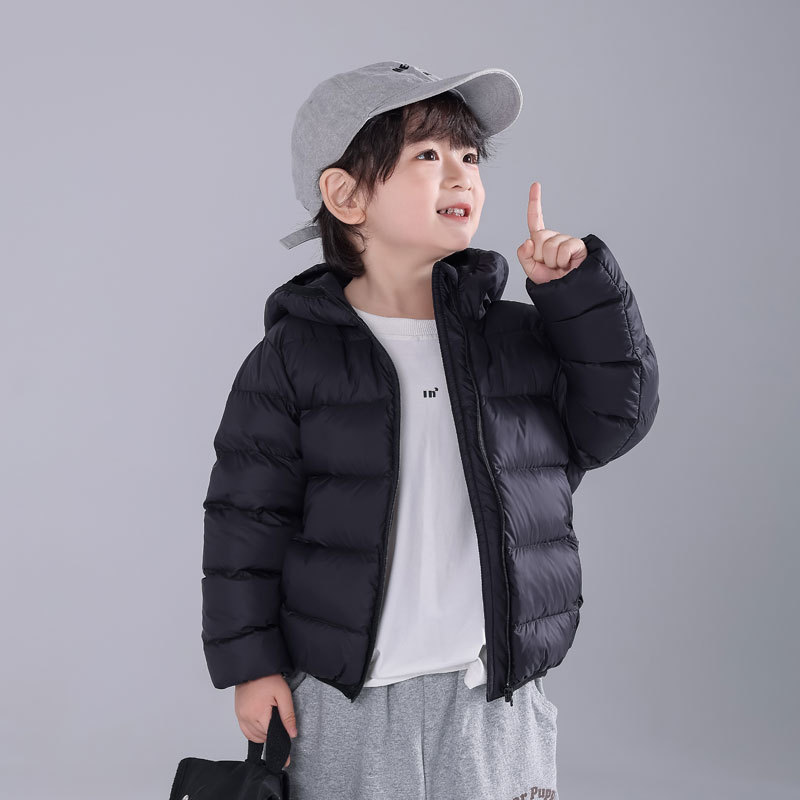 90白鸭绒2025新款冬季男女童装羽绒服中大小童轻薄连帽保暖外套