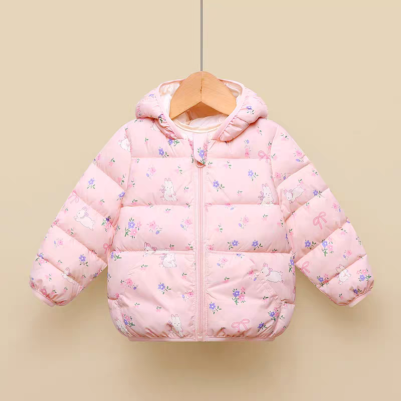 女宝宝冬季羽绒服薄款0一1岁婴儿棉衣2男孩保暖外套3洋气短款连帽