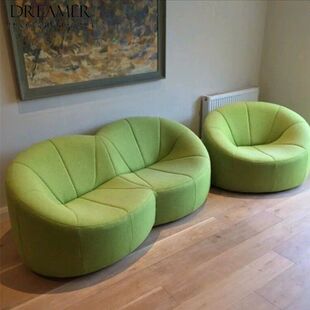 北欧奶油风懒人沙发写意空间创意羊羔绒设计师公寓网红南瓜沙发