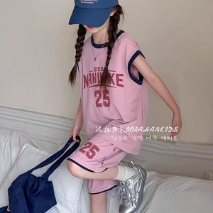 新款男女童外穿运动篮球服套装