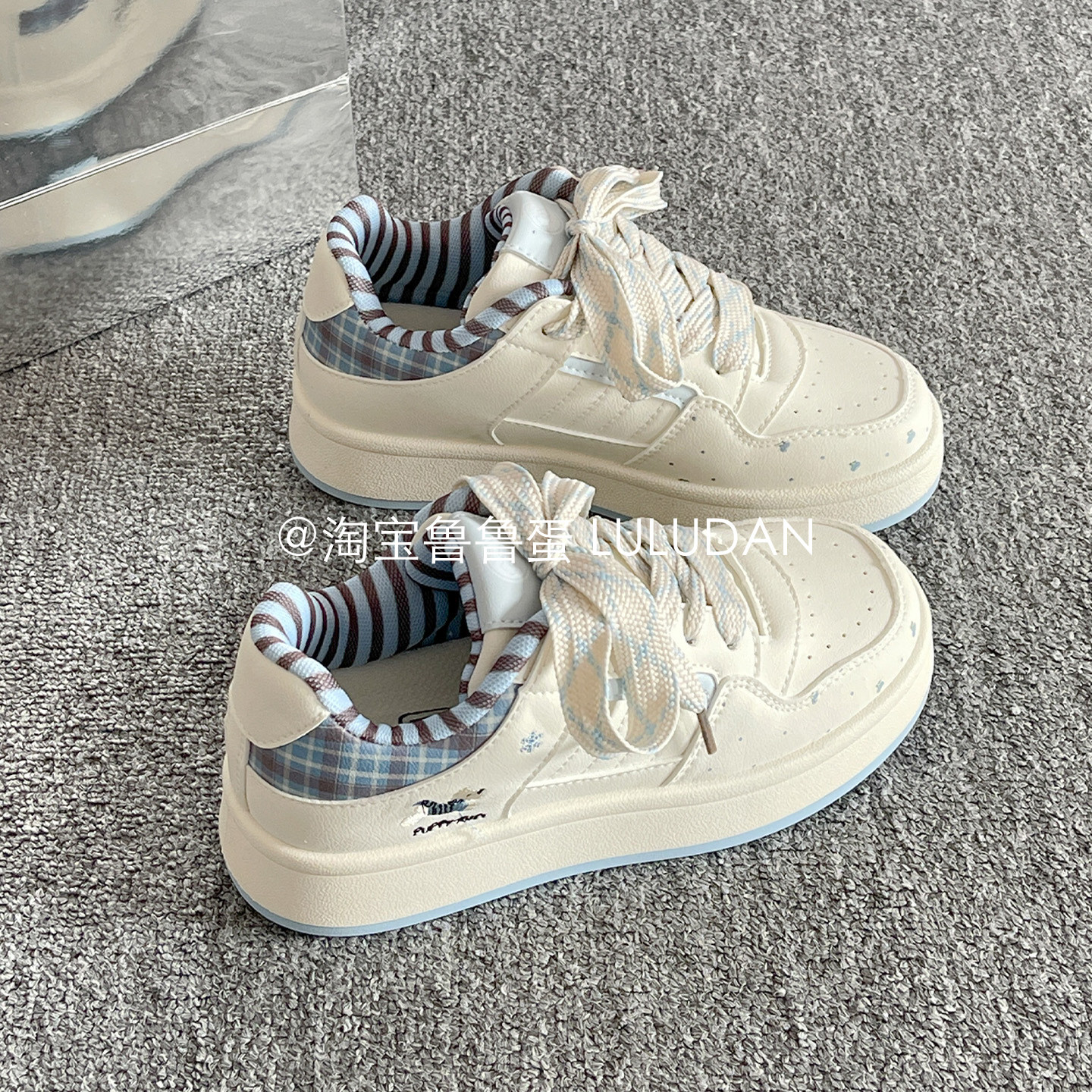 鲁鲁蛋 韩系板鞋女款2026新款春季厚底小白鞋ins潮百搭小众面包鞋,女鞋,休闲板鞋,淘宝优惠券,粉丝福利购,淘宝优惠卷