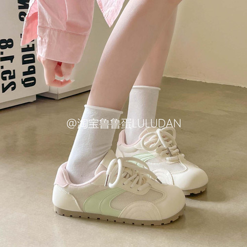 鲁鲁蛋夏季薄底运动鞋子女2026新款爆款网面透气德训鞋百搭小白鞋