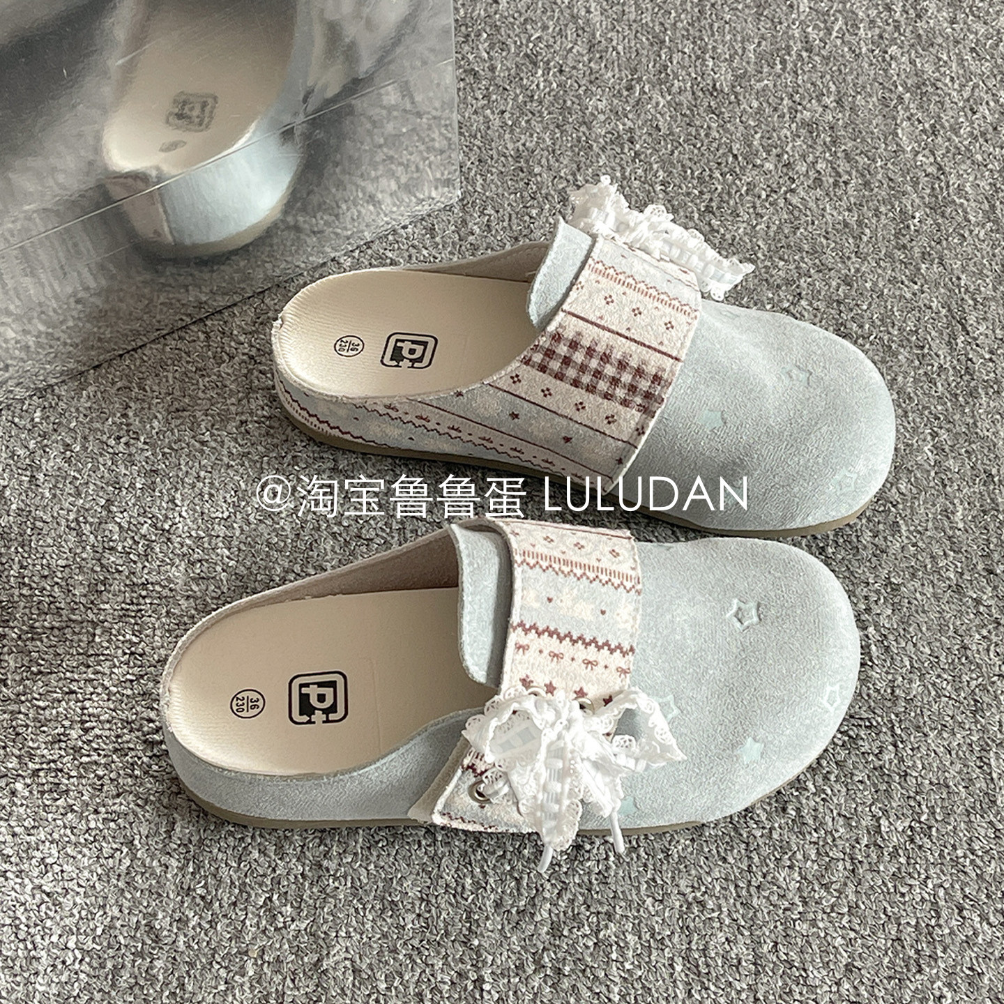 鲁鲁蛋 半拖鞋女外穿包头拖鞋2026春季超火懒人一脚蹬复古勃肯鞋,女鞋,勃肯鞋/软木鞋,淘宝优惠券,粉丝福利购,淘宝优惠卷