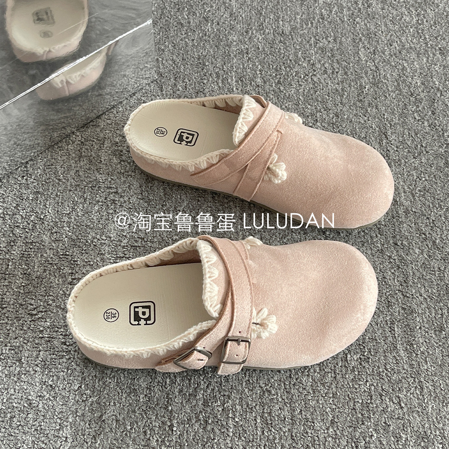 鲁鲁蛋 懒人一脚蹬勃肯鞋子女2026新款爆款包头半拖鞋女外穿拖鞋,女鞋,勃肯鞋/软木鞋,淘宝优惠券,粉丝福利购,淘宝优惠卷