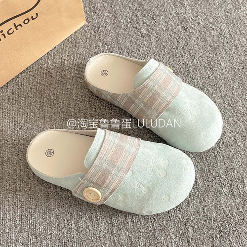 鲁鲁蛋 超火小众勃肯鞋女2026新款懒人鞋一脚蹬包头半拖鞋女外穿