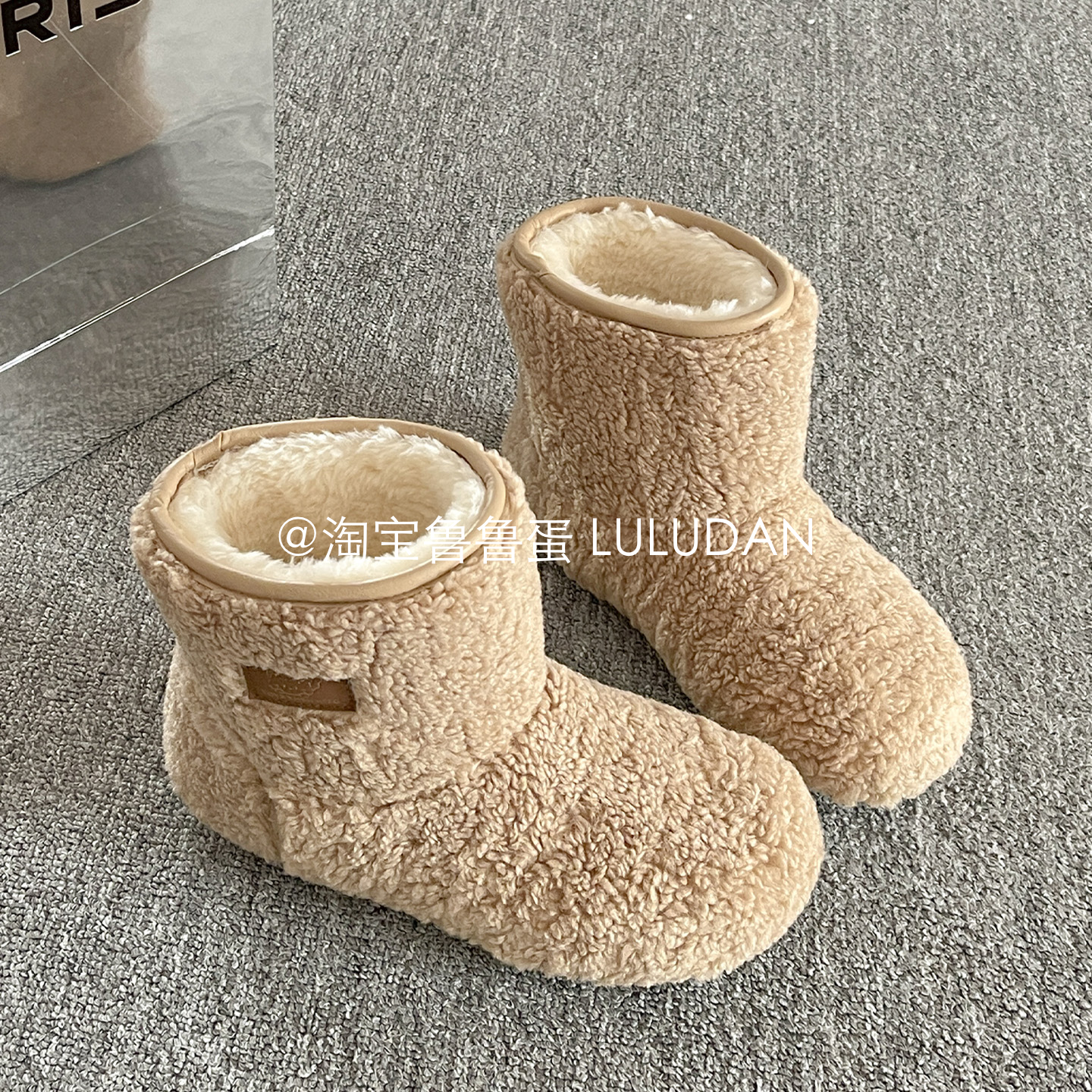 鲁鲁蛋 毛毛保暖雪地靴女款2025新款冬季加绒加厚棉鞋厚底休闲鞋