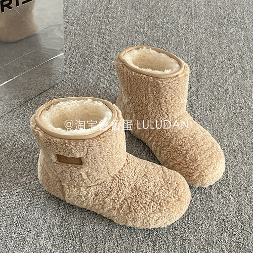 鲁鲁蛋 毛毛保暖雪地靴女款2026新款冬季加绒加厚棉鞋厚底休闲鞋