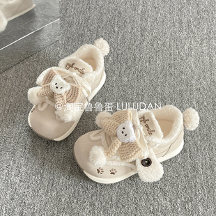 鲁鲁蛋 二棉鞋厚底小白鞋女款2025新款爆款冬季加绒板鞋面包鞋子