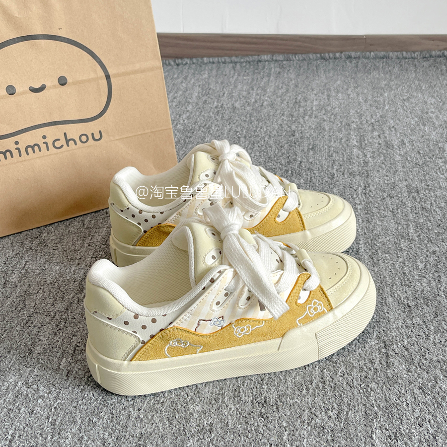 鲁鲁蛋 爆款板鞋女款2025新款厚底小白鞋ins潮百搭小众鞋子面包鞋