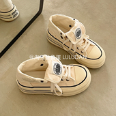 复古厚底帆布鞋 高帮休闲板鞋 女款 鲁鲁蛋 2026新款 冬季 百搭小白鞋