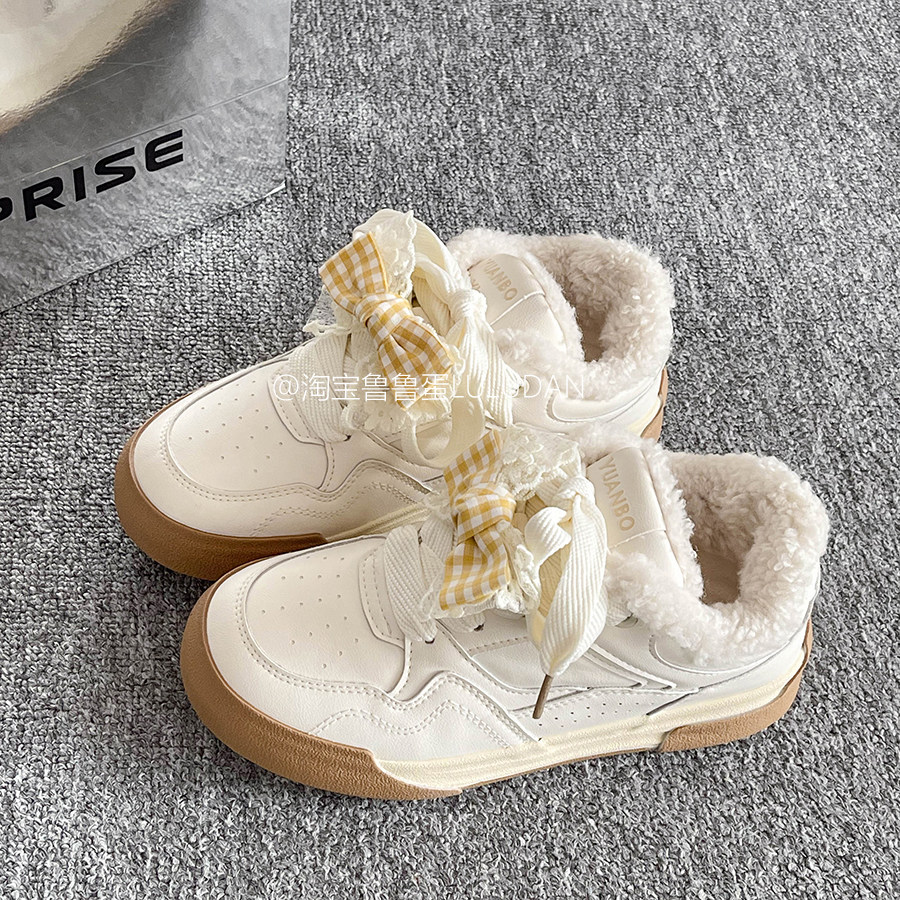 鲁鲁蛋 保暖加绒板鞋女款2025新款冬季加绒百搭女鞋二棉鞋小白鞋,女鞋,休闲板鞋,淘宝优惠券,粉丝福利购,淘宝优惠卷