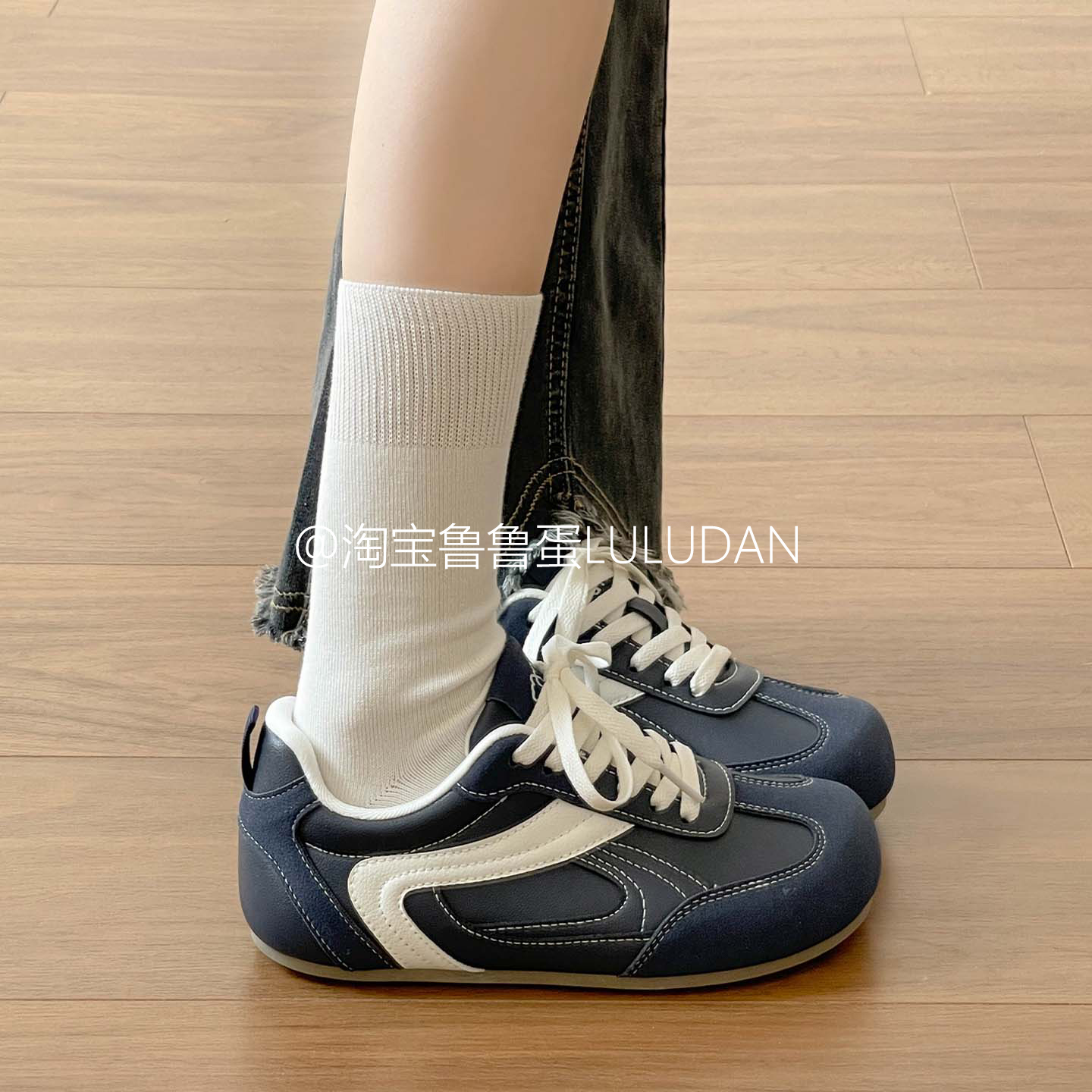 鲁鲁蛋 百搭小白鞋子女2025新款爆款春秋复古德训鞋ins潮休闲板鞋
