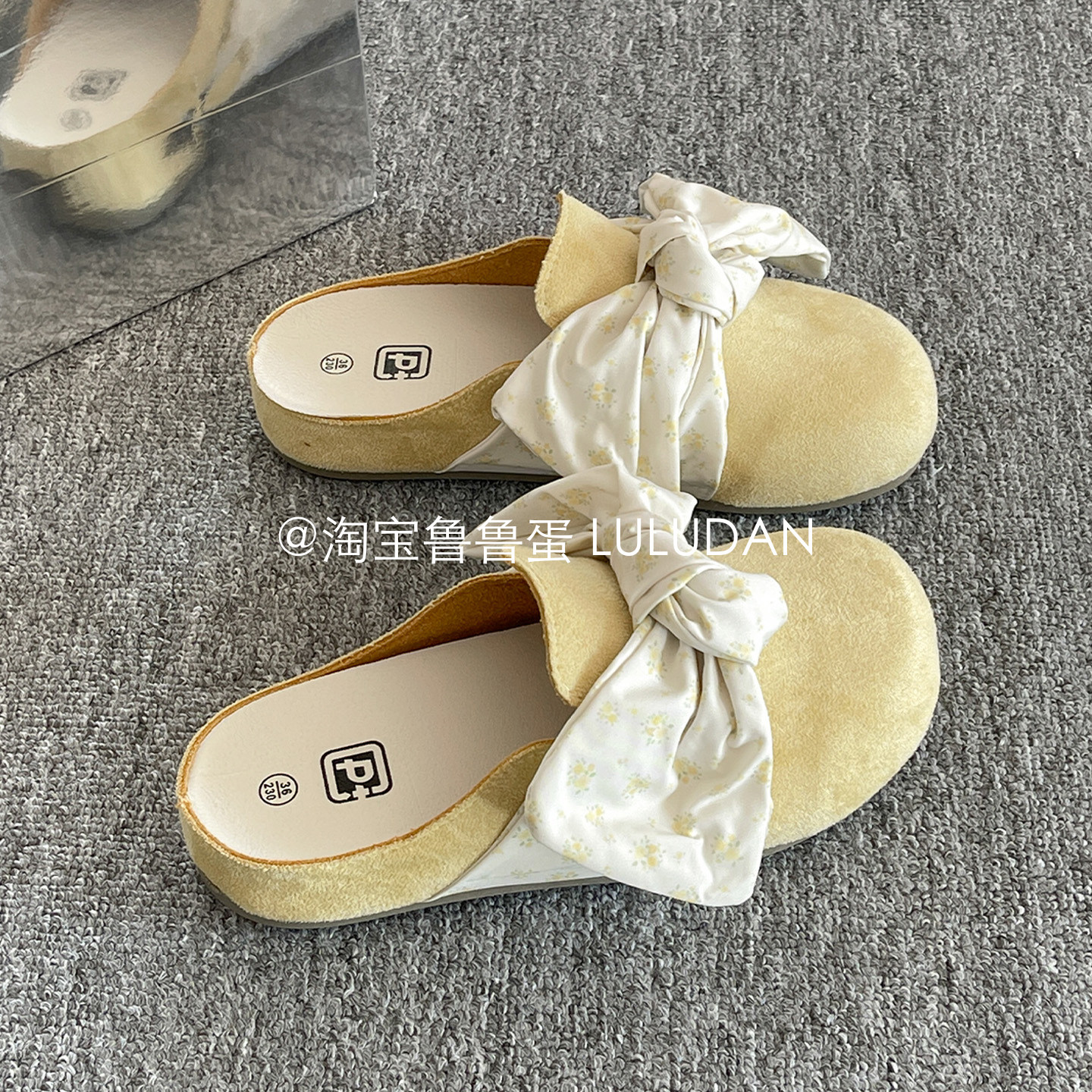 鲁鲁蛋 春季勃肯鞋半拖鞋女外穿2026新款懒人一脚蹬蝴蝶结包头鞋,女鞋,勃肯鞋/软木鞋,淘宝优惠券,粉丝福利购,淘宝优惠卷