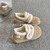 一脚蹬厚底勃肯鞋 子女2025新款 爆款 鲁鲁蛋 保暖加绒百搭休闲板鞋