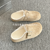厚底包头半拖鞋 女外穿一脚蹬女鞋 加绒保暖勃肯鞋 鲁鲁蛋 二棉鞋 子