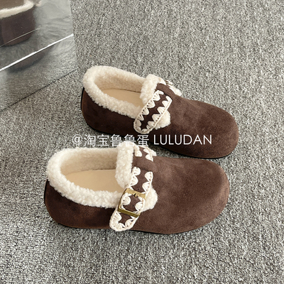 鲁鲁蛋 全包厚底勃肯鞋子女2025新款爆款冬季加绒二棉女鞋穆勒鞋