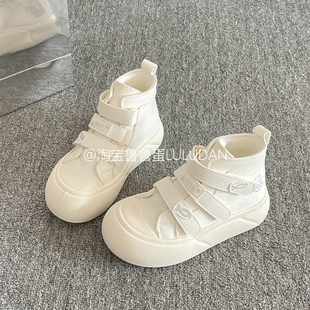 鲁鲁蛋小众厚底帆布鞋女款2026新款秋季女鞋百搭小白鞋休闲高帮鞋