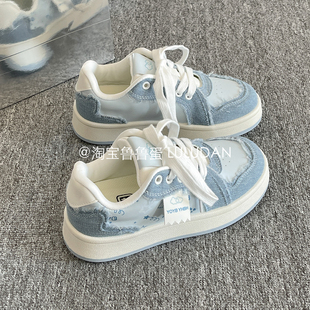 鞋 2026新款 子女款 板鞋 鲁鲁蛋 ins潮百搭帆布面包鞋 休闲厚底小白鞋