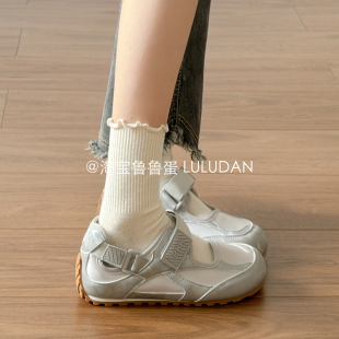 银色单鞋百搭小白鞋厚底凉鞋女款夏季2026巨好看的鞋子芭蕾玛丽珍