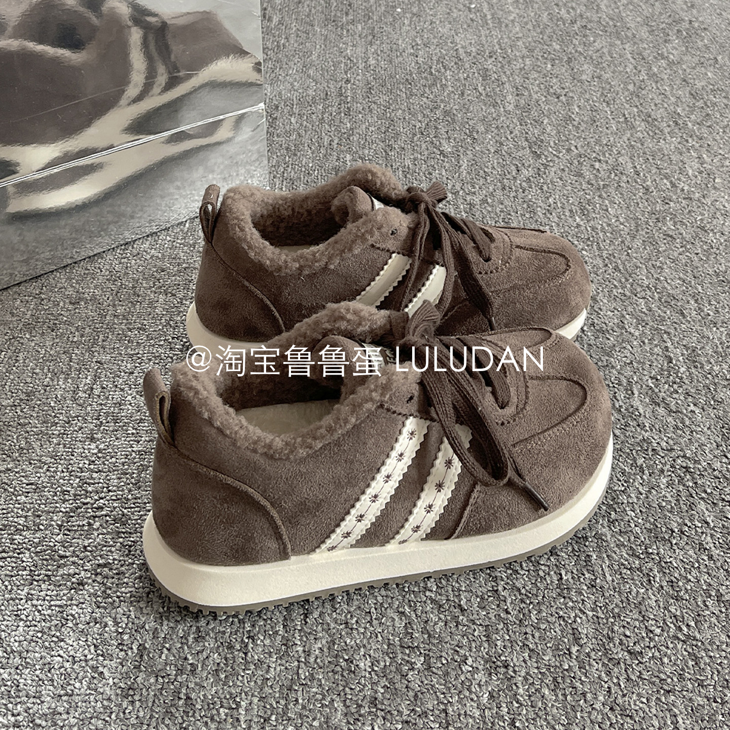 鲁鲁蛋 厚底阿甘鞋子女2025新款爆款百搭小白鞋加绒女鞋二棉板鞋