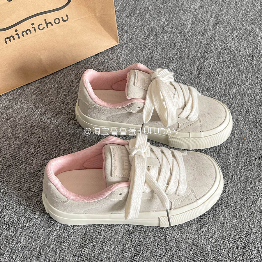 鲁鲁蛋 百搭小白鞋ins软底板鞋女款2025新款春秋学生厚底面包鞋潮