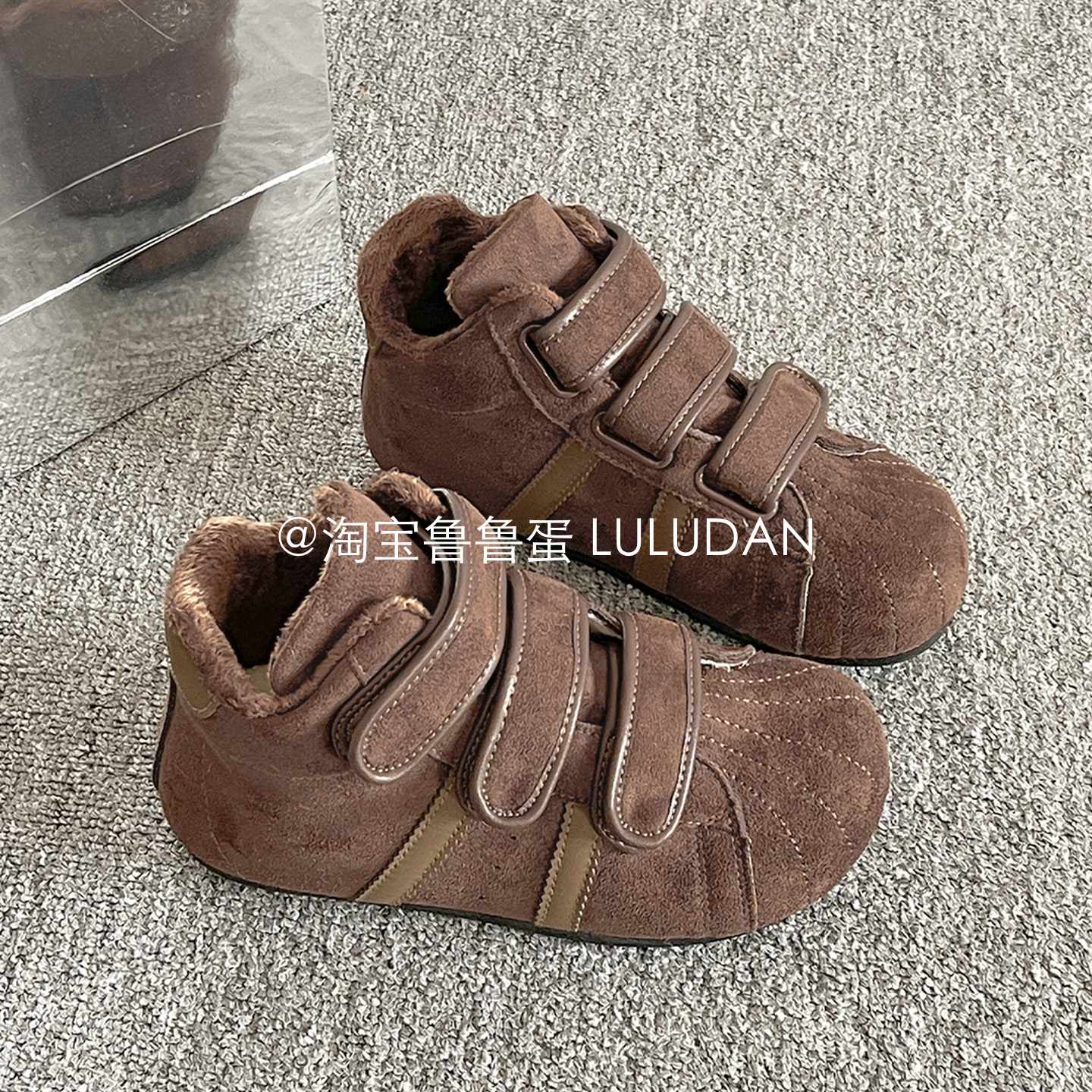 鲁鲁蛋 厚底高帮鞋子女2025新款爆款冬季加绒板鞋魔术贴二棉鞋潮